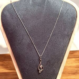 Sterling Silver Treble Clef Pendant Necklace 18”